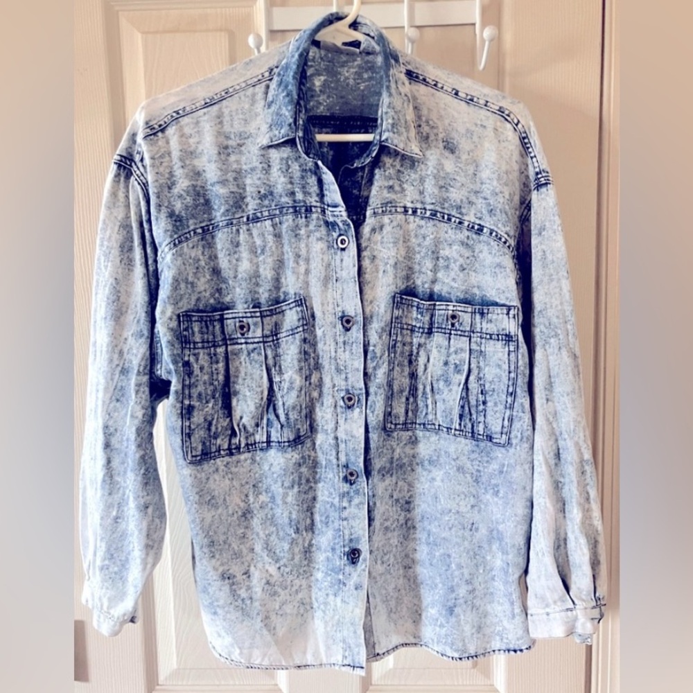 Cotton Jean Shirt Silver Buttons